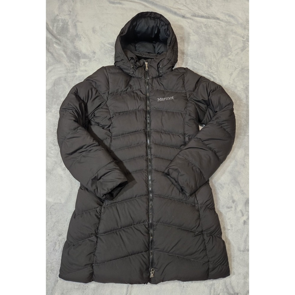 Marmot Down Parka Jacket Coat Women's Small Black Puffer 700 Fill Outdoor